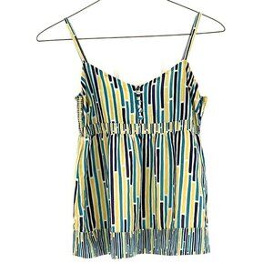 Fossil Babydoll Top Cami XS Striped Button Detail Lined Retro Y2K Preppy Beachy